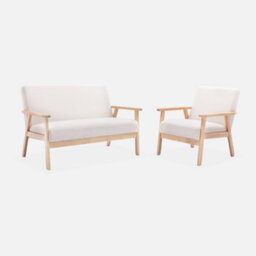 Sweeek - 2-Seater Scandi-Style Loveseat Sofa In Boucle Fabric Isak Boucle Off-White Boucle 114X69.5X73 Cm - thumbnail 6