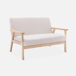 Sweeek - 2-Seater Scandi-Style Loveseat Sofa In Boucle Fabric Isak Boucle Off-White Boucle 114X69.5X73 Cm - thumbnail 3