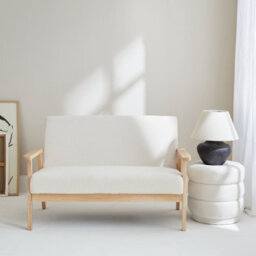 Sweeek - 2-Seater Scandi-Style Loveseat Sofa In Boucle Fabric Isak Boucle Off-White Boucle 114X69.5X73 Cm - thumbnail 2