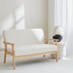 Sweeek - 2-Seater Scandi-Style Loveseat Sofa In Boucle Fabric Isak Boucle Off-White Boucle 114X69.5X73 Cm - thumbnail 1
