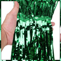 Neel Blue Green Metallic Tinsel Curtain Foil Fringe Backdrop Steamers - 1M X 3M - thumbnail 3