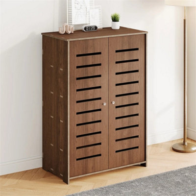 2 Door Shoe Storage Cabinet Rack Stand 5Tier Wooden Cupboard Footwear Stand Rack - image 1