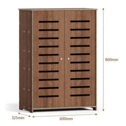 2 Door Shoe Storage Cabinet Rack Stand 5Tier Wooden Cupboard Footwear Stand Rack - thumbnail 2