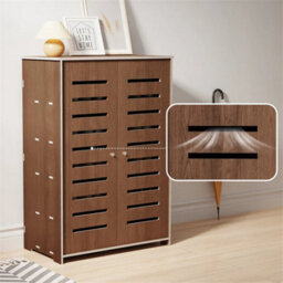 2 Door Shoe Storage Cabinet Rack Stand 5Tier Wooden Cupboard Footwear Stand Rack - thumbnail 3