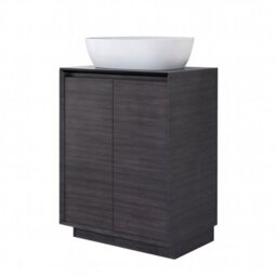 Plum&clay Matterhorn Dark Oak Floor Standing Bathroom Vanity Unit With Black Countertop (W)600mm (H)850mm - thumbnail 2