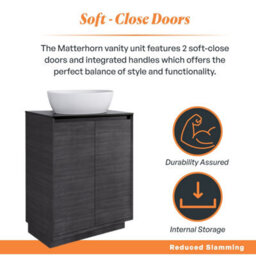 Plum&clay Matterhorn Dark Oak Floor Standing Bathroom Vanity Unit With Black Countertop (W)600mm (H)850mm - thumbnail 3