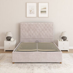 Aspire Taylor Ottoman Bed Frame, Plush Velvet Light Silver, Small Double - thumbnail 3