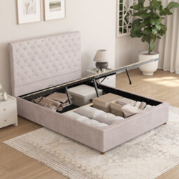 Aspire Taylor Ottoman Bed Frame, Plush Velvet Light Silver, Small Double - thumbnail 6
