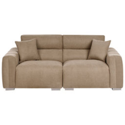 Beliani Sofa 3 Seater Fauskan Fabric Light Brown - thumbnail 1
