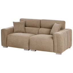 Beliani Sofa 3 Seater Fauskan Fabric Light Brown - thumbnail 4