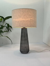 K Living Palma Smoke Glass Table Lamp With Linen Shade Elegant Everyday Lighting Solution - thumbnail 2