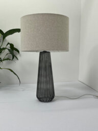 K Living Palma Smoke Glass Table Lamp With Linen Shade Elegant Everyday Lighting Solution - thumbnail 3