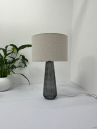 K Living Palma Smoke Glass Table Lamp With Linen Shade Elegant Everyday Lighting Solution - thumbnail 4