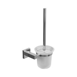 Toilet Brush & Holder + Soap Basket Wall Mounted Bathroom Set Chrome - thumbnail 3