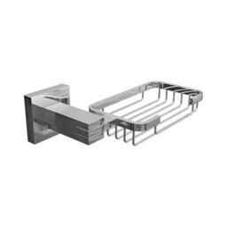 Toilet Brush & Holder + Soap Basket Wall Mounted Bathroom Set Chrome - thumbnail 2