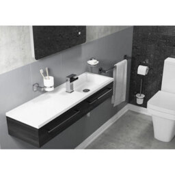 Toilet Brush & Holder + Soap Basket Wall Mounted Bathroom Set Chrome - thumbnail 6