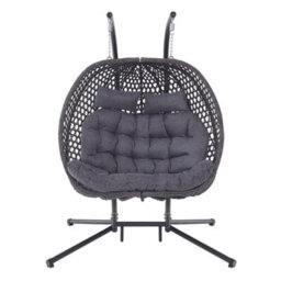 More4Homes Sicily Double Hanging Rattan Egg Chair Grey - thumbnail 3