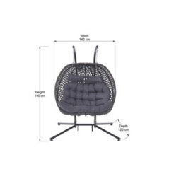 More4Homes Sicily Double Hanging Rattan Egg Chair Grey - thumbnail 7