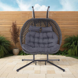 More4Homes Sicily Double Hanging Rattan Egg Chair Grey - thumbnail 6