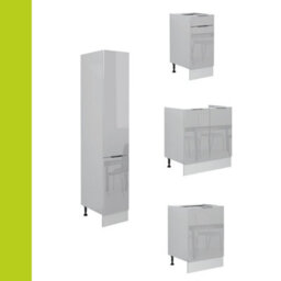 Impact Furniture Kitchen Cabinets 8 Units Set Slim Larder Soft Close 280Cm Light Grey Gloss Fitted Kitchen Star - thumbnail 6