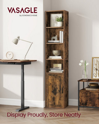 LEDREM Bookcase, 6-Tier Tall Bookshelf, Book Shelf With Door, Shelving Unit, 24 X 31.8 X 175 Cm, For Living Room, Home Office - image 1