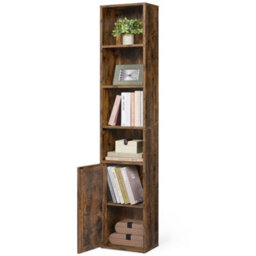 LEDREM Bookcase, 6-Tier Tall Bookshelf, Book Shelf With Door, Shelving Unit, 24 X 31.8 X 175 Cm, For Living Room, Home Office - thumbnail 3