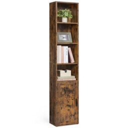 LEDREM Bookcase, 6-Tier Tall Bookshelf, Book Shelf With Door, Shelving Unit, 24 X 31.8 X 175 Cm, For Living Room, Home Office - thumbnail 2
