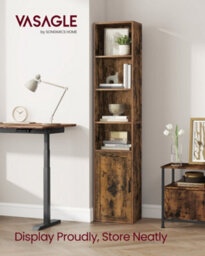 LEDREM Bookcase, 6-Tier Tall Bookshelf, Book Shelf With Door, Shelving Unit, 24 X 31.8 X 175 Cm, For Living Room, Home Office - thumbnail 1