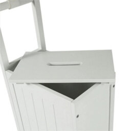 Wooden Freestanding Toilet Roll Holder With Storage Cabinet White Bathroom Organiser - thumbnail 5