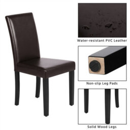 Yaheetech 4Pcs Dark Brown Dining Chair High Back Padded With Rubber Wood Legs - thumbnail 4