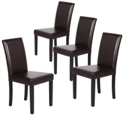 Yaheetech 4Pcs Dark Brown Dining Chair High Back Padded With Rubber Wood Legs - thumbnail 2