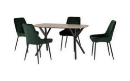 Seconique Athens Rectangular Dining Set With Avery Chairs - Medium Oak Effect/black/emerald Green Velvet - thumbnail 2