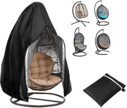 Patio Hanging Chair Cover - Egg-Shaped Swing Cocoon With Zipper, Durable Garden Furniture Protector - thumbnail 1