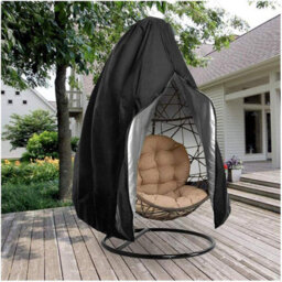 Patio Hanging Chair Cover - Egg-Shaped Swing Cocoon With Zipper, Durable Garden Furniture Protector - thumbnail 5