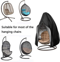 Patio Hanging Chair Cover - Egg-Shaped Swing Cocoon With Zipper, Durable Garden Furniture Protector - thumbnail 3