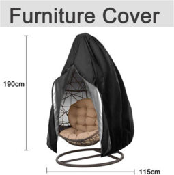 Patio Hanging Chair Cover - Egg-Shaped Swing Cocoon With Zipper, Durable Garden Furniture Protector - thumbnail 4