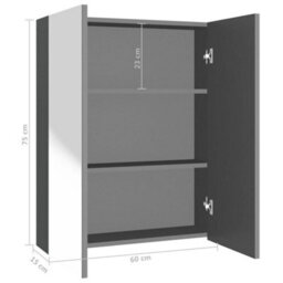 Vidaxl Bathroom Mirror Cabinet 60X15X75 Cm Mdf Anthracite - thumbnail 8