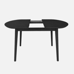 Sweeek - Oval Extendable Dining Table Rubberwood And Oak Veneer 4-6 Seats Black 140X100X75 Cm - Lisa - thumbnail 3