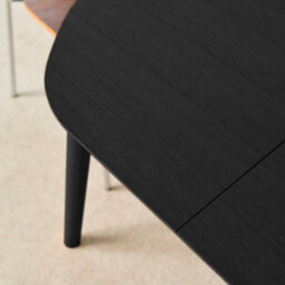 Sweeek - Oval Extendable Dining Table Rubberwood And Oak Veneer 4-6 Seats Black 140X100X75 Cm - Lisa - thumbnail 7