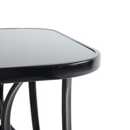 Breeins 120 X 80Cm Wrought Iron Style Garden Table With Tempered Glass Top And Parasol Hole, Black - thumbnail 4