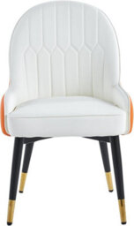 Hygrad Built to Survive 2 Piece Set Accent Armchair, Fire Resistant Pu Leather Dining Chairs Padded Seat With Mental Black Legs And Gold Horns - thumbnail 4