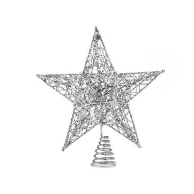 Living And Home Sliver Lighted Up Christmas Tree Topper Star Christmas Decoration Xmas Ornament - image 1