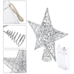 Living And Home Sliver Lighted Up Christmas Tree Topper Star Christmas Decoration Xmas Ornament - thumbnail 5
