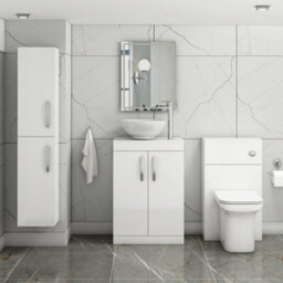 Royal Bathrooms 600mm Floor Standing Vanity Unit 2 Door Gloss White & Countertop Basin - Breeze - thumbnail 2