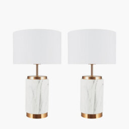 Pacific Lifestyle Set Of 2 Carrara Marble Effect Ceramic Table Lamp - thumbnail 3