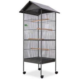 Walplus Bird Cage With Roof Black 66X66X155 Cm Steel
