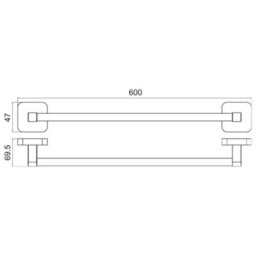 Single Towel Bar Straight Rail Modern Wall Mounted Holder Bathroom 600mm - thumbnail 2
