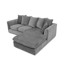 Abakus Direct Lucas Water Repellent Velvet Chenille Right Facing Corner Sofa In Graphite - thumbnail 5