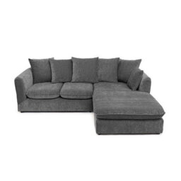 Abakus Direct Lucas Water Repellent Velvet Chenille Right Facing Corner Sofa In Graphite - thumbnail 2