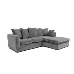 Abakus Direct Lucas Water Repellent Velvet Chenille Right Facing Corner Sofa In Graphite - thumbnail 3